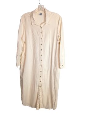Old Navy -Cream Button-Front Long Linen Blend Shirt Dress - MP